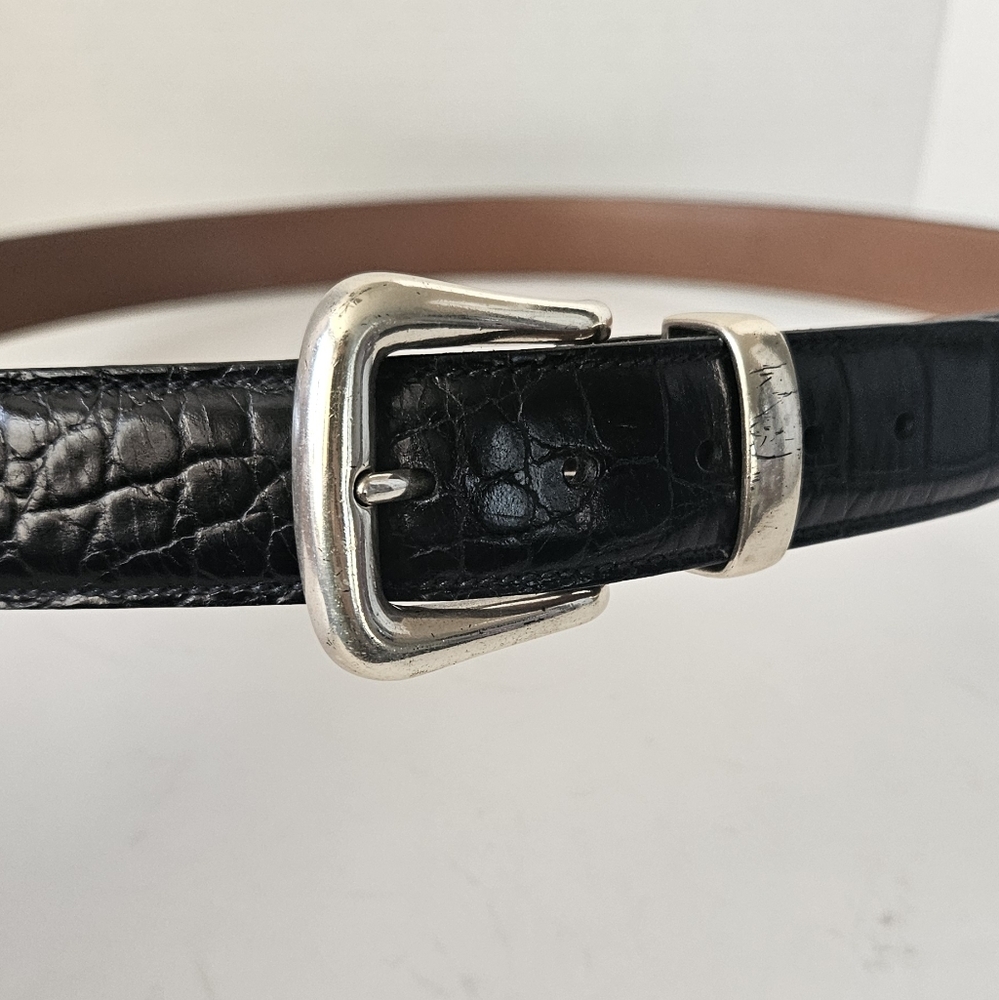 Trafalfar Black Croc Embossed Mens‎ Leather Belt Size 44 - Picture 2 of 10